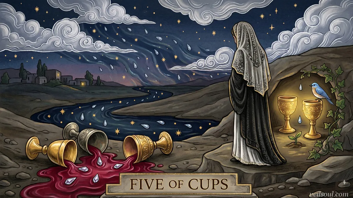 Five of Cups Tarot Card Meaning: Grief, Loss, and Finding Hope in Sorrow