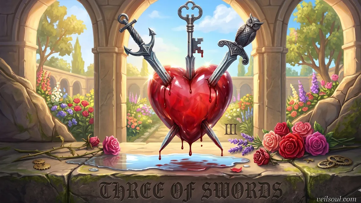 Three of Swords Tarot Card Meaning: Heartbreak, Grief, and Painful Truth
