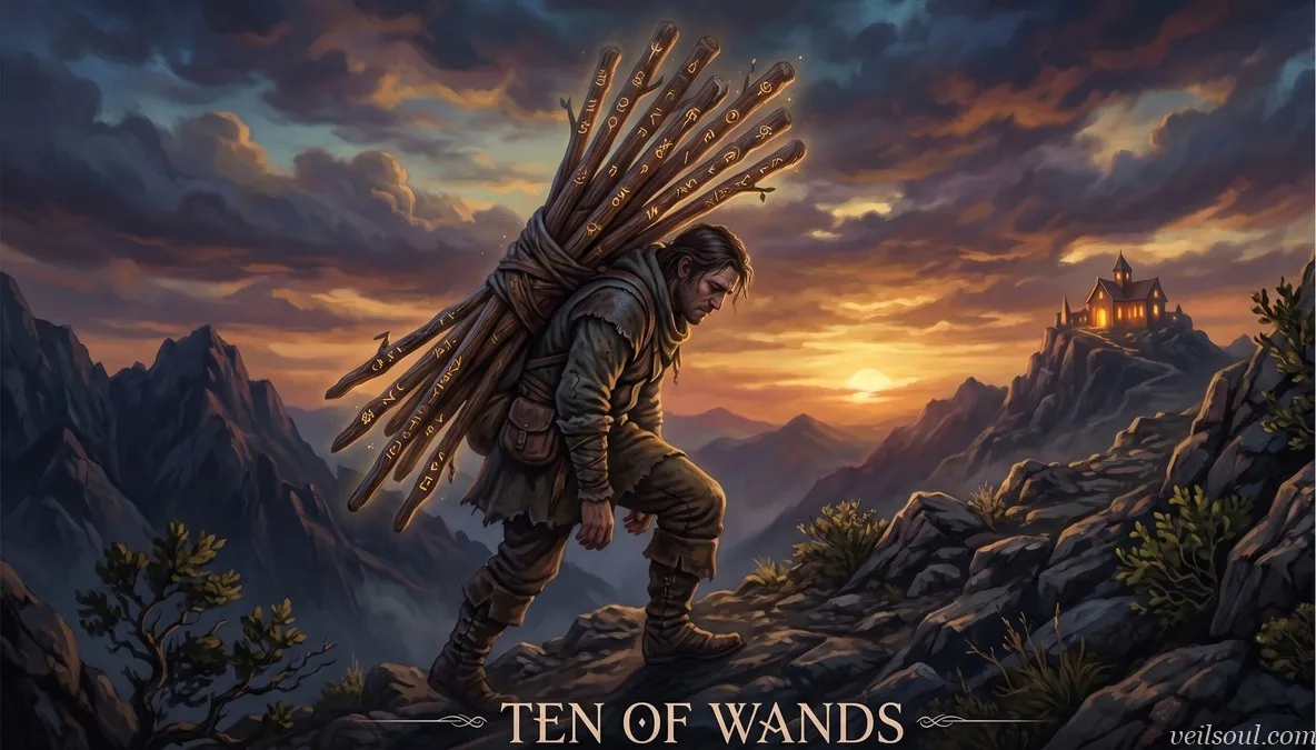 Ten of Wands Tarot Card Meaning: Burden, Responsibility, and Overcommitment