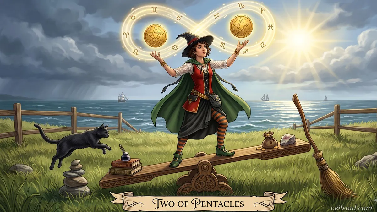 Two of Pentacles Tarot Card Meaning: Balance, Adaptability, and Juggling Priorities