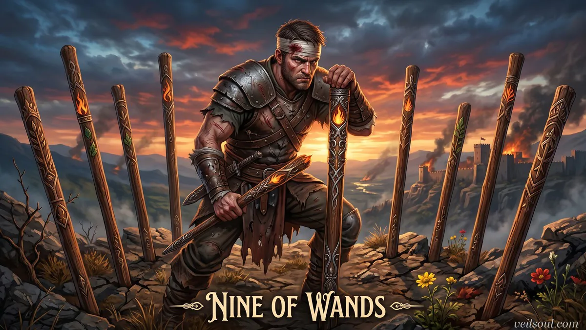 Nine of Wands Tarot Card Meaning: Resilience, Persistence, and Last Stand