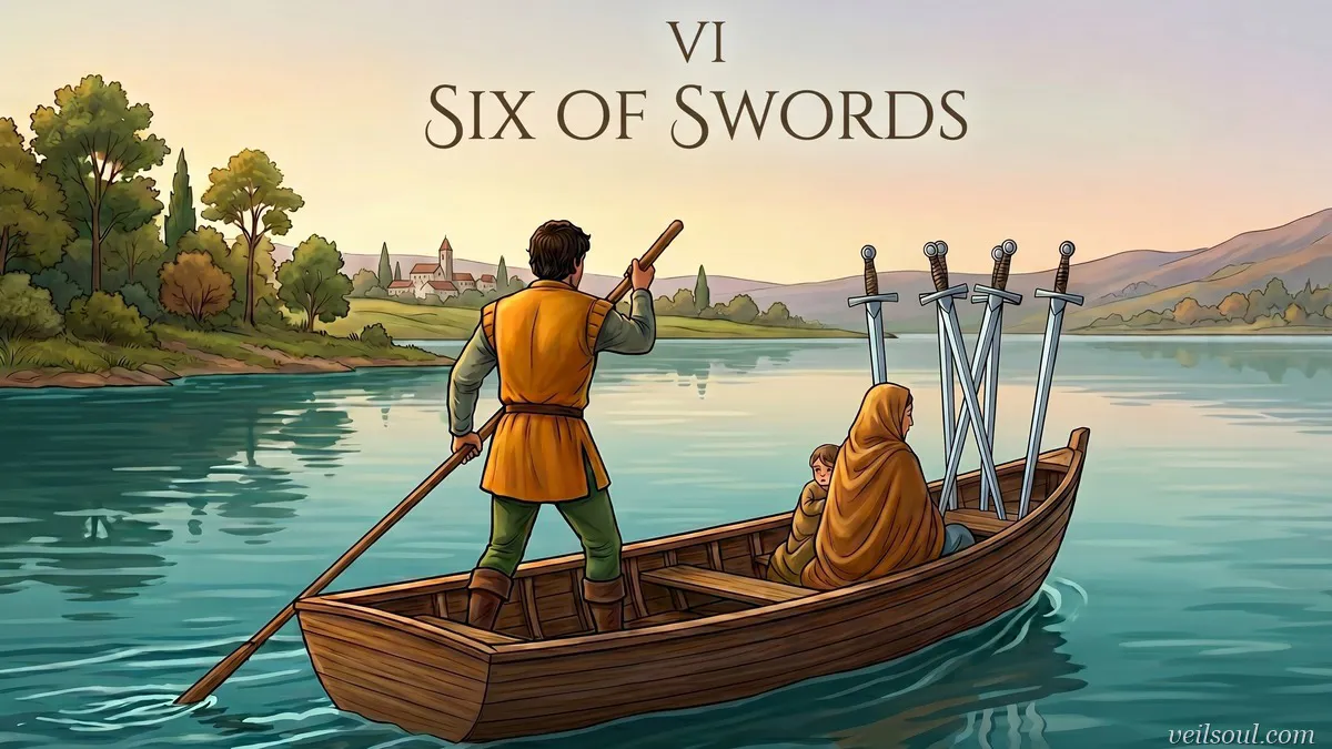 Six of Swords Tarot Card Meaning: Transition, Moving On, and Calmer Waters