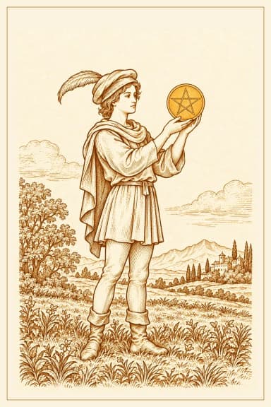 Page of Pentacles, house deck