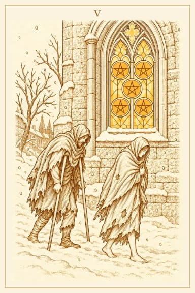 Five of Pentacles, house deck